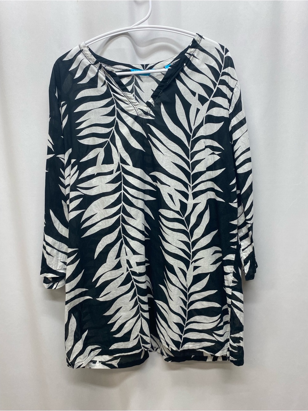 Tori Richard Honolulu womens tunic shirt top medium cover up leaf print tropical